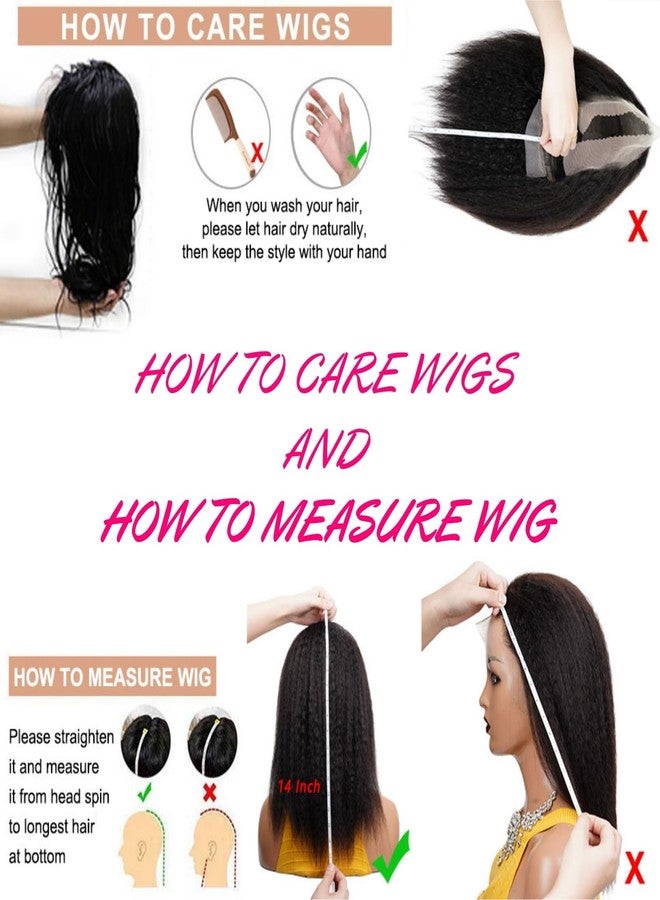 HC 13x6 Kinky Straight Human Hair Wig 180% Density HD Transparent Glueless Lace Front Wigs Human Hair Pre Plucked with Baby Hair Natural Hairline Yaki Straight Human Hair Wigs For Black Women 28inch - Image 4